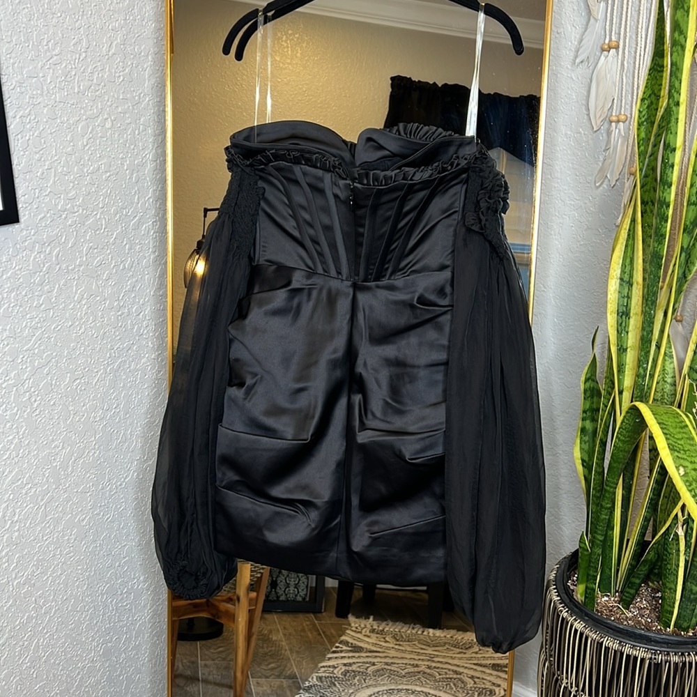 House of CB ‘Beau’ Black Satin and Chiffon Corset Dress NWOT - Picture 14 of 14